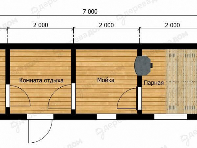 Модульная баня 7х2,3 «Барн 3»